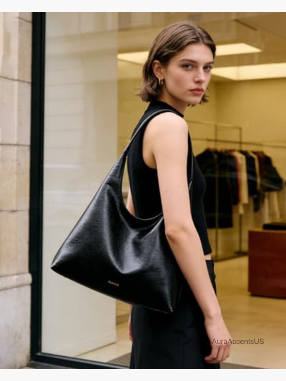 Large Slouchy Shoulder Hobo Tote Bag, Faux Leather Work Purse - Picture 2 of 7